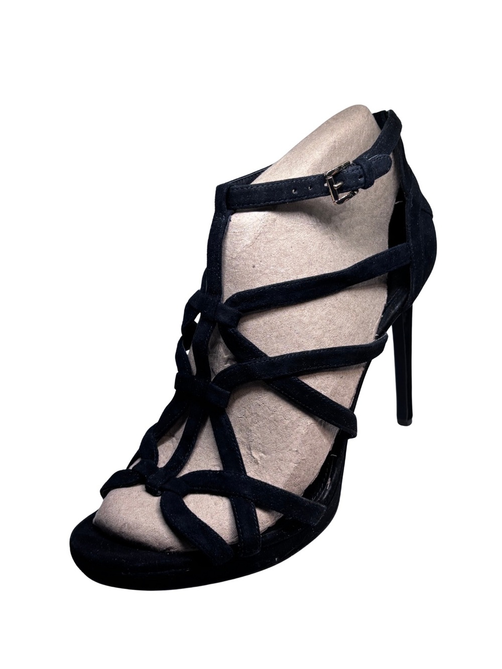 Michael Kors Black Suede Sandra Platform Strappy Stilettos